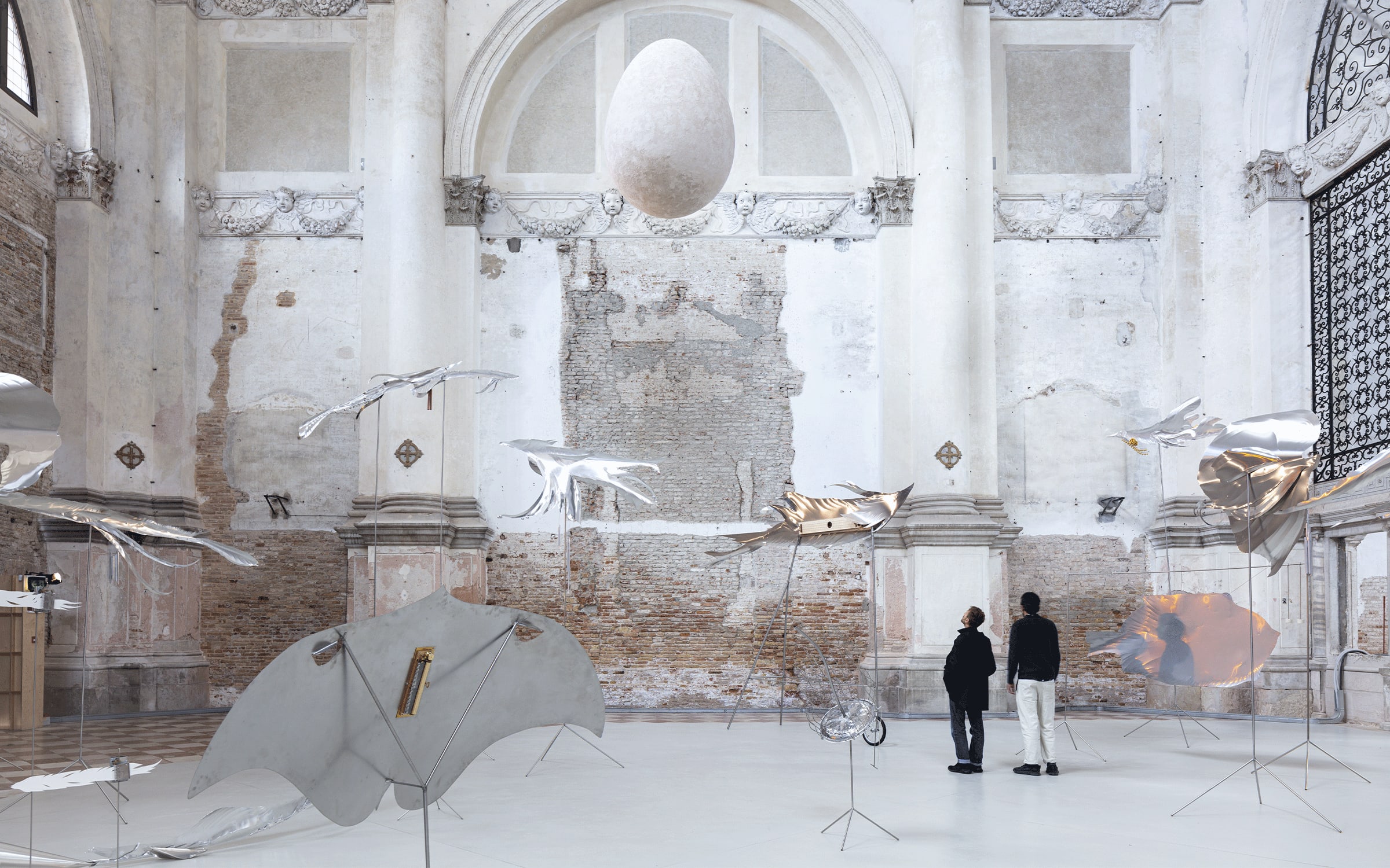 Installation view of Lunar Ensemble for Uprising Seas﻿, Ocean Space, Venice, 2023. Courtesy of the artists, TBA21–Academy, and Audemars Piguet.